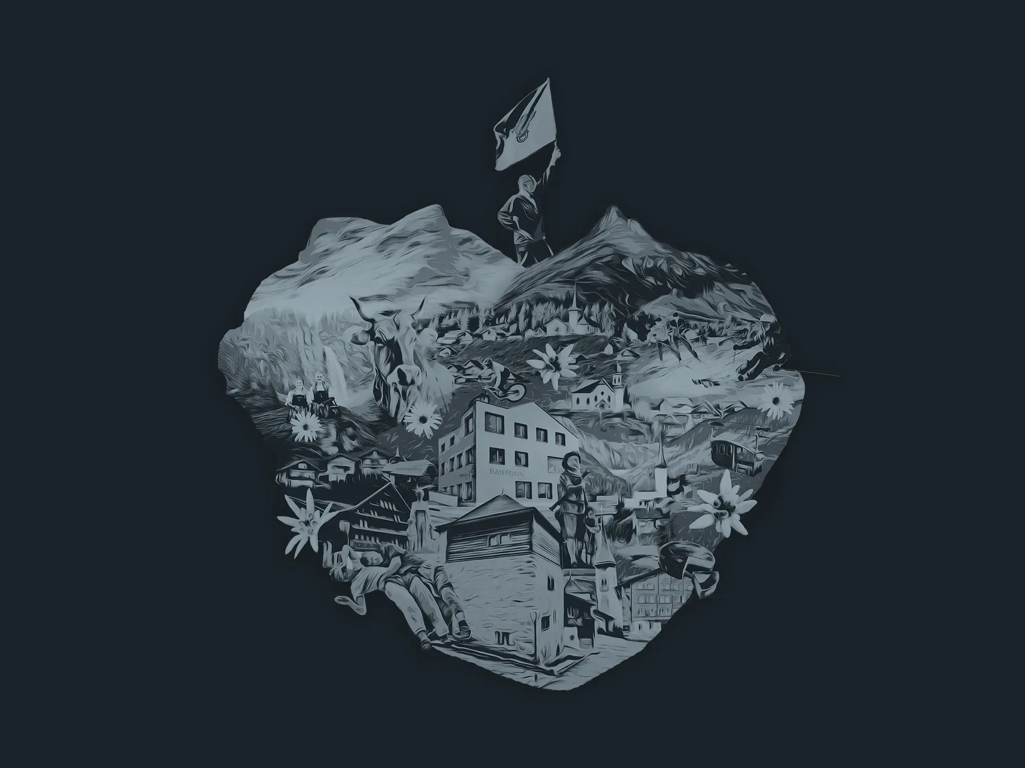 Bild News 100 Jahre Raiffeisen Schaechental Herz dunkel